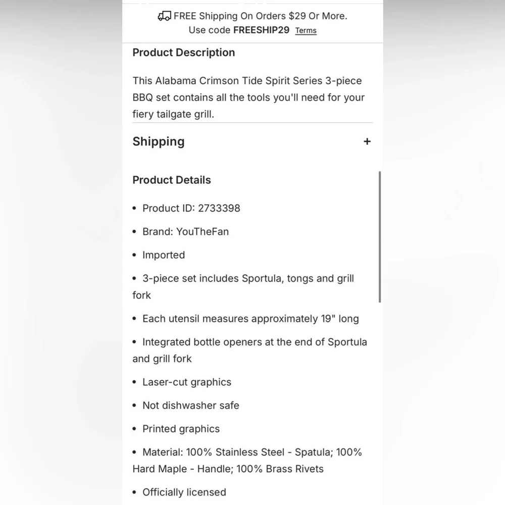 Alabama Crimson Tide BBQ Tool Set - Picture 5 of 5